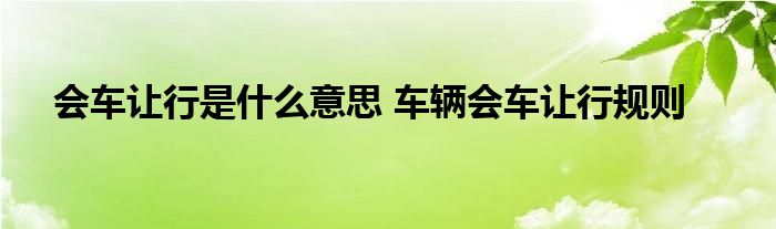会车让行是什么意思 车辆会车让行规则