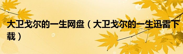 大卫戈尔的一生网盘（大卫戈尔的一生迅雷下载）