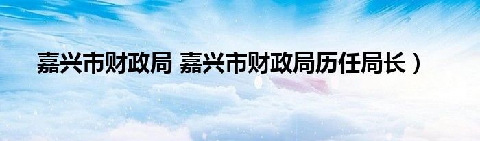 嘉兴市财政局 嘉兴市财政局历任局长）