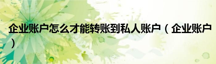 企业账户怎么才能转账到私人账户（企业账户）