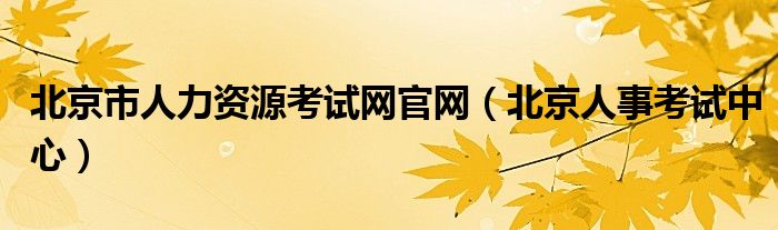 北京市人力资源考试网官网（北京人事考试中心）