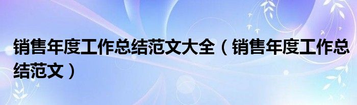 销售年度工作总结范文大全（销售年度工作总结范文）