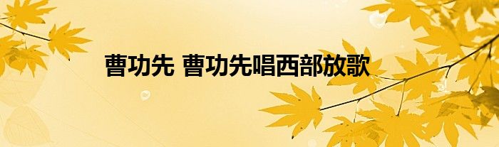 曹功先 曹功先唱西部放歌