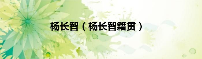 杨长智（杨长智籍贯）