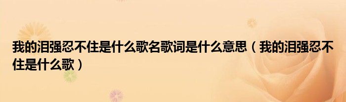 我的泪强忍不住是什么歌名歌词是什么意思（我的泪强忍不住是什么歌）