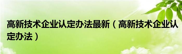 高新技术企业认定办法最新（高新技术企业认定办法）