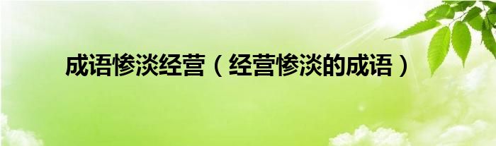 成语惨淡经营（经营惨淡的成语）