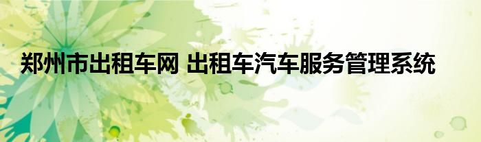 郑州市出租车网 出租车汽车服务管理系统