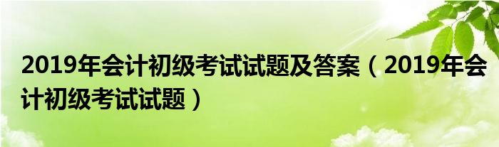 2019年会计初级考试试题及答案（2019年会计初级考试试题）