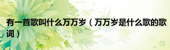 有一首歌叫什么万万岁（万万岁是什么歌的歌词）