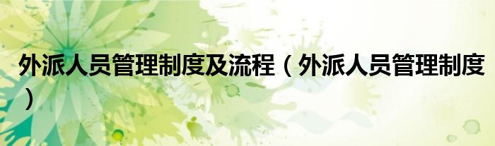 外派人员管理制度及流程（外派人员管理制度）