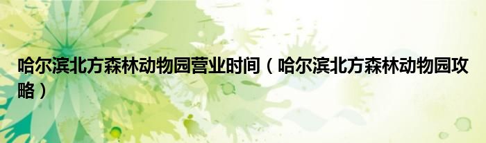 哈尔滨北方森林动物园营业时间（哈尔滨北方森林动物园攻略）