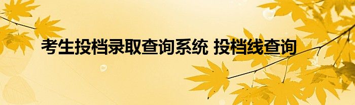 考生投档录取查询系统 投档线查询