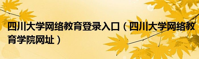 四川大学网络教育登录入口（四川大学网络教育学院网址）
