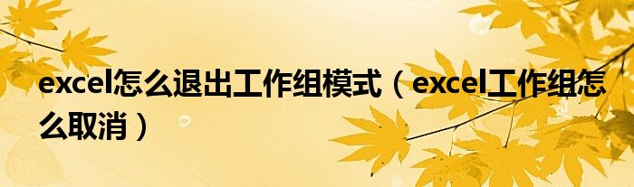 excel怎么退出工作组模式（excel工作组怎么取消）