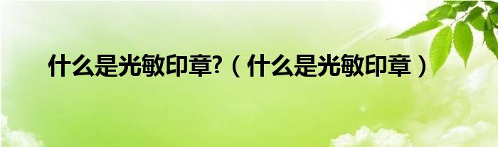 什么是光敏印章?（什么是光敏印章）
