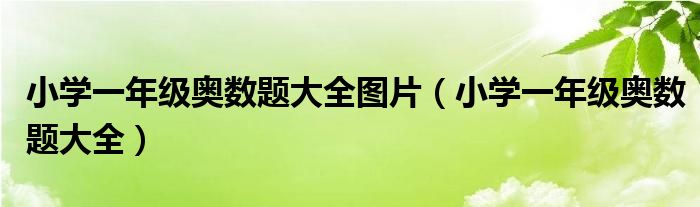 小学一年级奥数题大全图片（小学一年级奥数题大全）