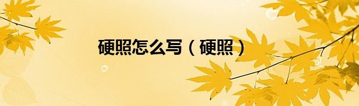 硬照怎么写（硬照）