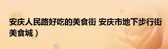 安庆人民路好吃的美食街 安庆市地下步行街美食城）