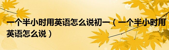 一个半小时用英语怎么说初一（一个半小时用英语怎么说）