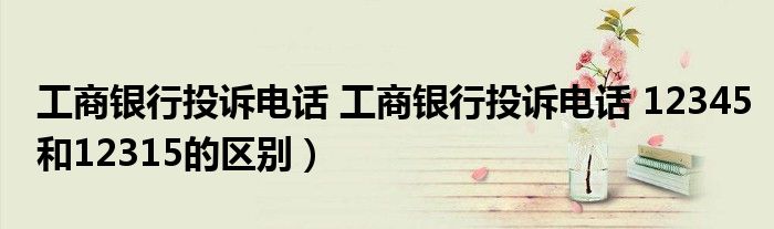工商银行投诉电话 工商银行投诉电话 12345和12315的区别）