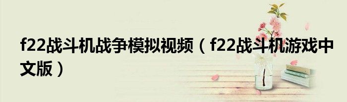 f22战斗机战争模拟视频（f22战斗机游戏中文版）
