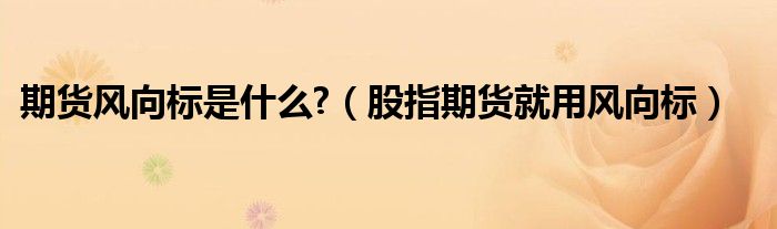 期货风向标是什么?（股指期货就用风向标）