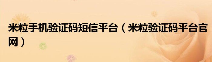 米粒手机验证码短信平台（米粒验证码平台官网）