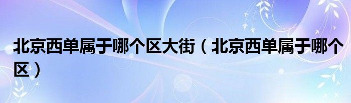 北京西单属于哪个区大街（北京西单属于哪个区）