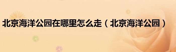 北京海洋公园在哪里怎么走（北京海洋公园）