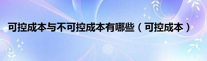 可控成本与不可控成本有哪些（可控成本）