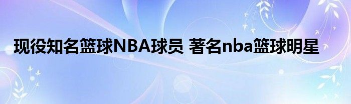 现役知名篮球NBA球员 著名nba篮球明星