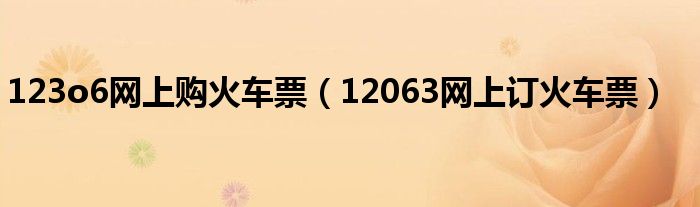 123o6网上购火车票（12063网上订火车票）