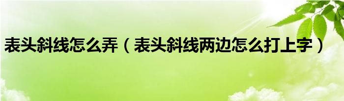 表头斜线怎么弄（表头斜线两边怎么打上字）