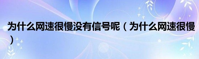 为什么网速很慢没有信号呢（为什么网速很慢）