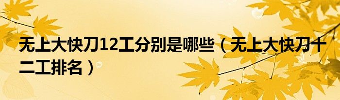 无上大快刀12工分别是哪些（无上大快刀十二工排名）