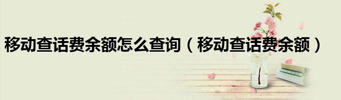 移动查话费余额怎么查询（移动查话费余额）