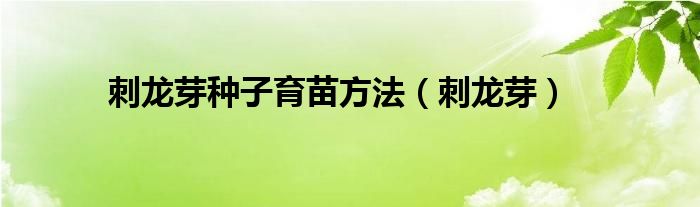 刺龙芽种子育苗方法（刺龙芽）