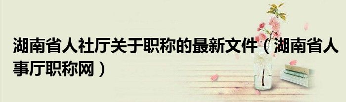 湖南省人社厅关于职称的最新文件（湖南省人事厅职称网）