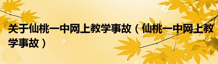 关于仙桃一中网上教学事故（仙桃一中网上教学事故）