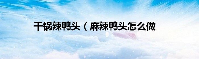 干锅辣鸭头（麻辣鸭头怎么做