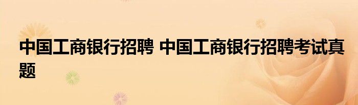 中国工商银行招聘 中国工商银行招聘考试真题