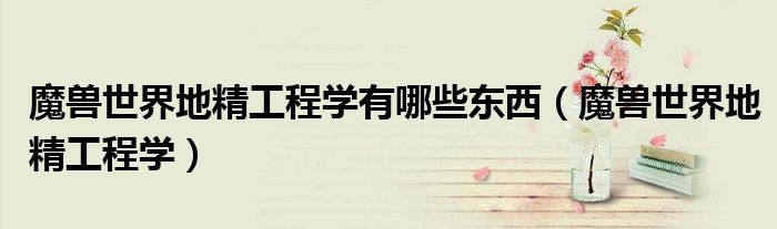 魔兽世界地精工程学有哪些东西（魔兽世界地精工程学）