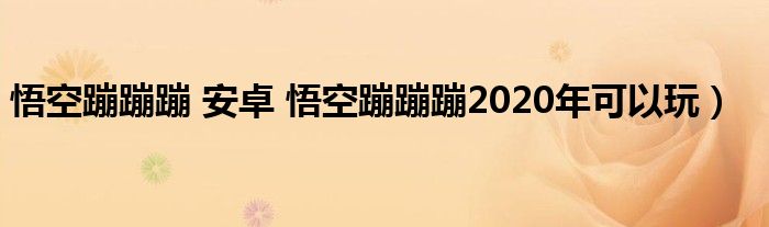 悟空蹦蹦蹦 安卓 悟空蹦蹦蹦2020年可以玩）