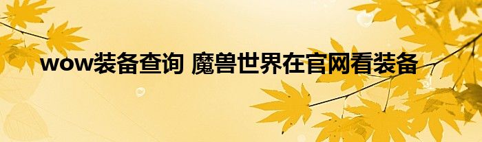 wow装备查询 魔兽世界在官网看装备