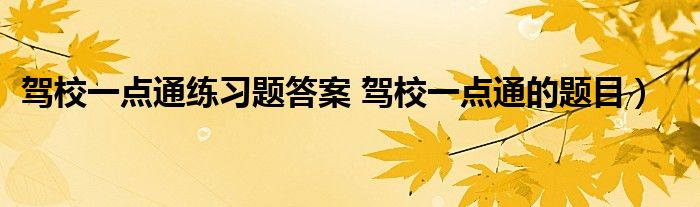 驾校一点通练习题答案 驾校一点通的题目）