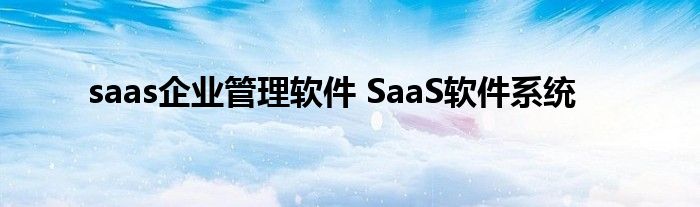 saas企业管理软件 SaaS软件系统