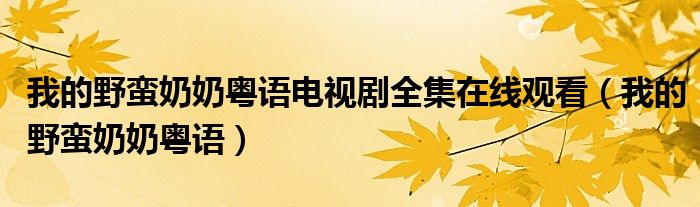 我的野蛮奶奶粤语电视剧全集在线观看（我的野蛮奶奶粤语）