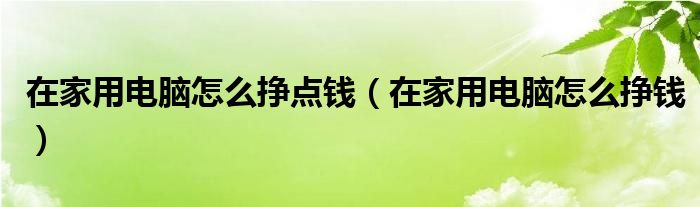 在家用电脑怎么挣点钱（在家用电脑怎么挣钱）