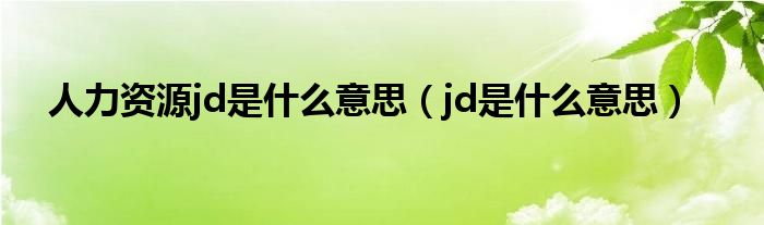 人力资源jd是什么意思（jd是什么意思）